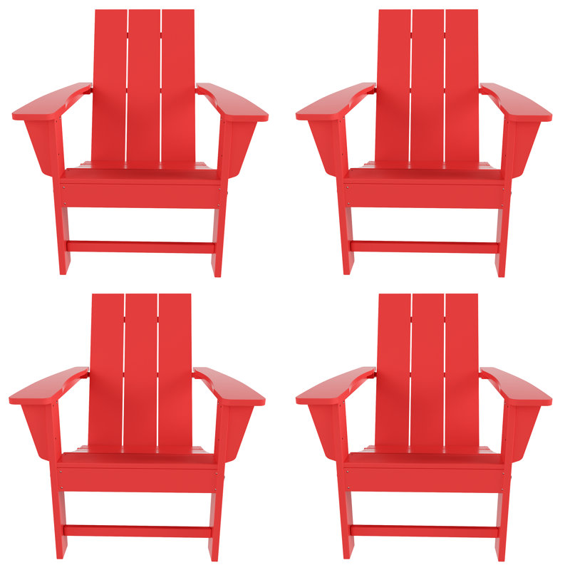 Joubert Foldable Outdoor Adirondack Set, Red