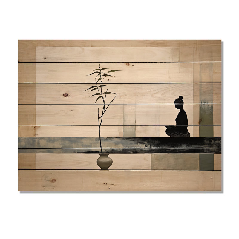 Bowenvale, art asiatique moderne zen I sur bois, H 24 po x l 32 po x P 0,78 po