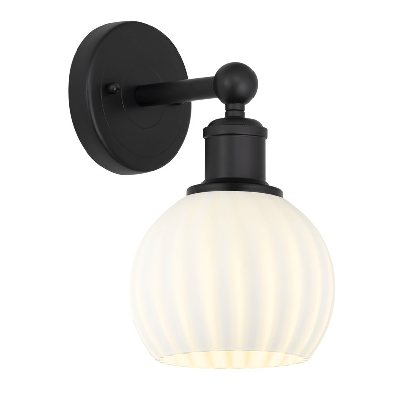 Applique murale 1 lumière Edison Venetian, H 10,25 po x l 6 po x P 7,5 po, Noir mat