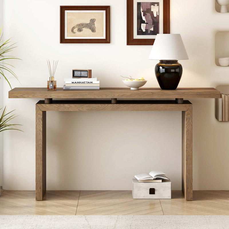 Console de conception unique, style simple et moderne, avec un plateau de table intelligent, Naturel