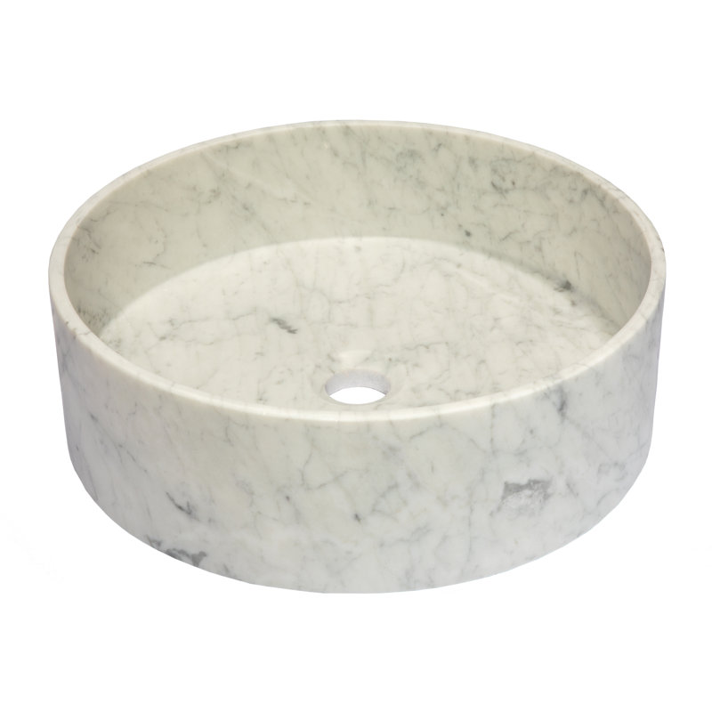 Eden Bath 16'' White Stone Circular Bathroom Sink