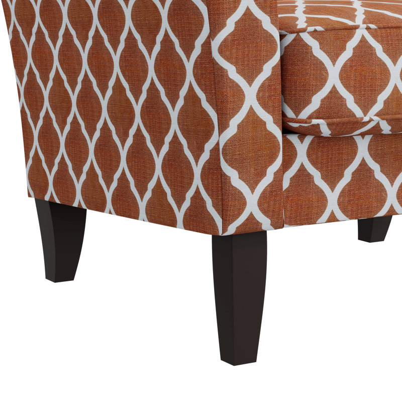 Alex Transitional Flared Arm Upholstered Armchair, Orange Rayon / Viscose