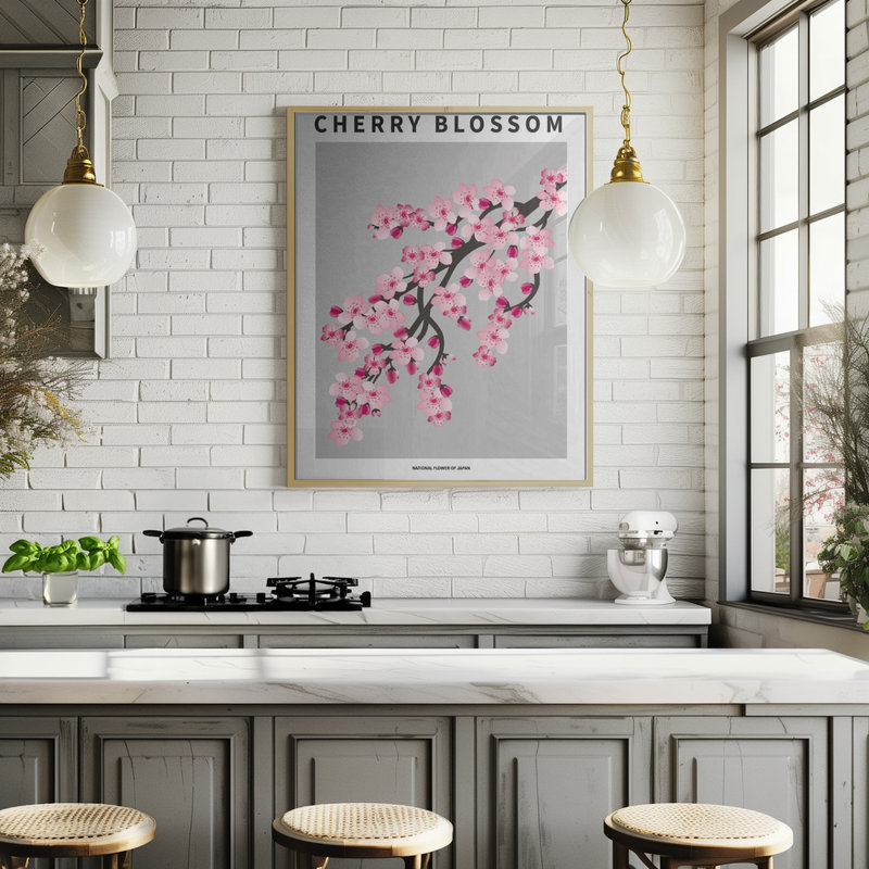 «Cherry blossom», art mural texturé encadré, Noir, H 14 po x l 10 po