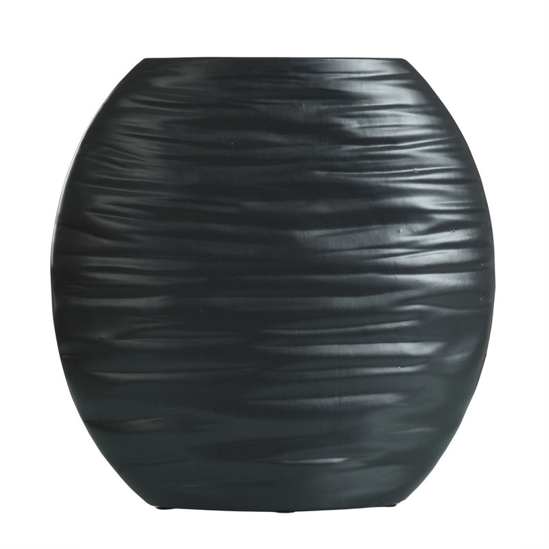 Gladi Ceramic Table Vase, Matte Black
