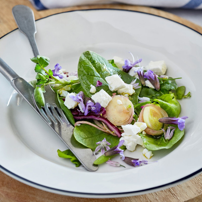 Beja Salad/Dessert Plate, White/Blue