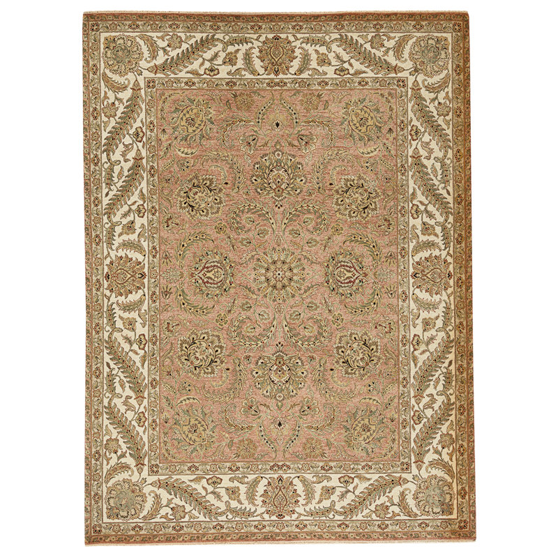High-Quality Hand-Knotted Rust And Cream Area Rug