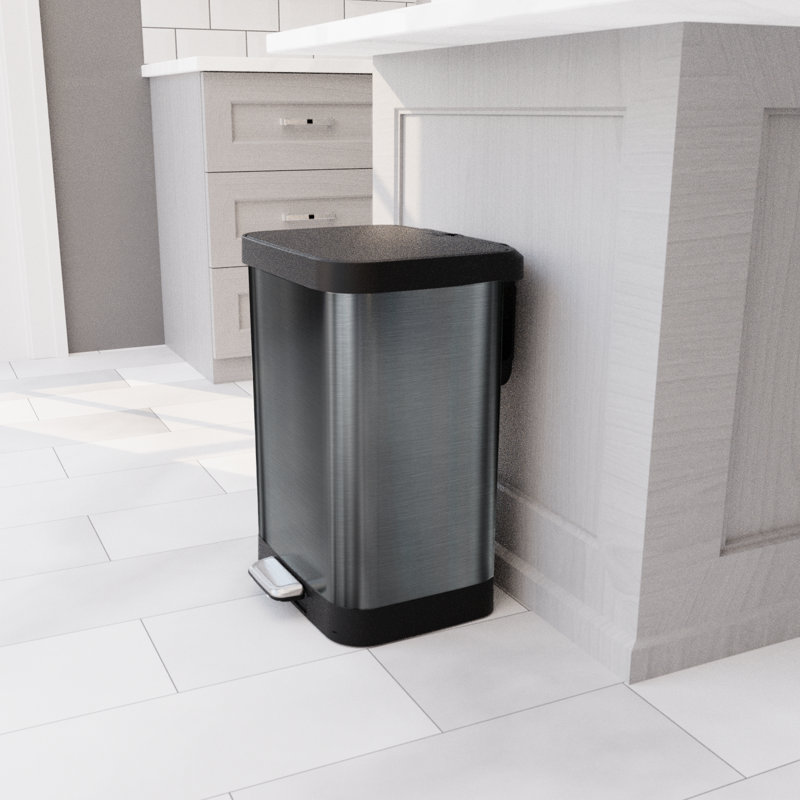 Gray Stainless Steel Step Trash Can with Pedal and Odor Protection