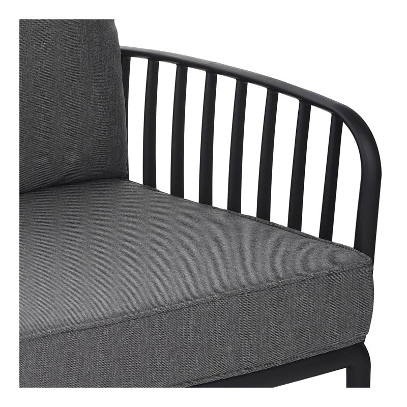 Ensemble de conversation pour patio 3 pièces, ensemble de mobilier modulaire d'extérieur moderne avec table basse carrée, coussin épais et imperméable pour porche, balcon, gris clair