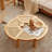 39.4" Modern Gear-Design Rattan Coffee Table, Rubberwood Frame, Handwoven Living Room Table