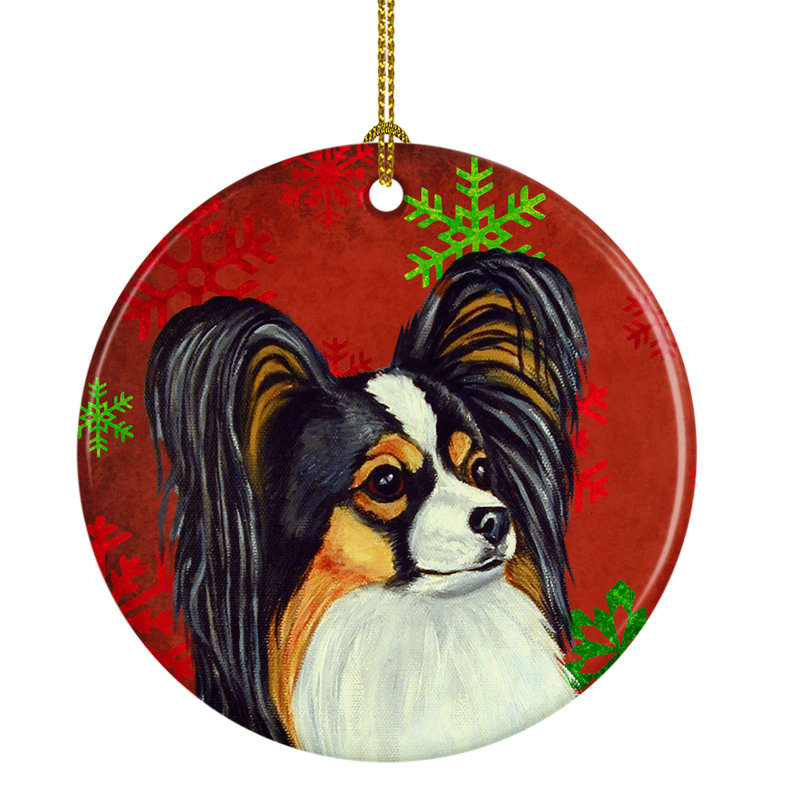 Ornement figurine suspendu en céramique de noël flocon de neige papillon