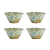 Round Stoneware Bowl With Reactive Crackle Glaze