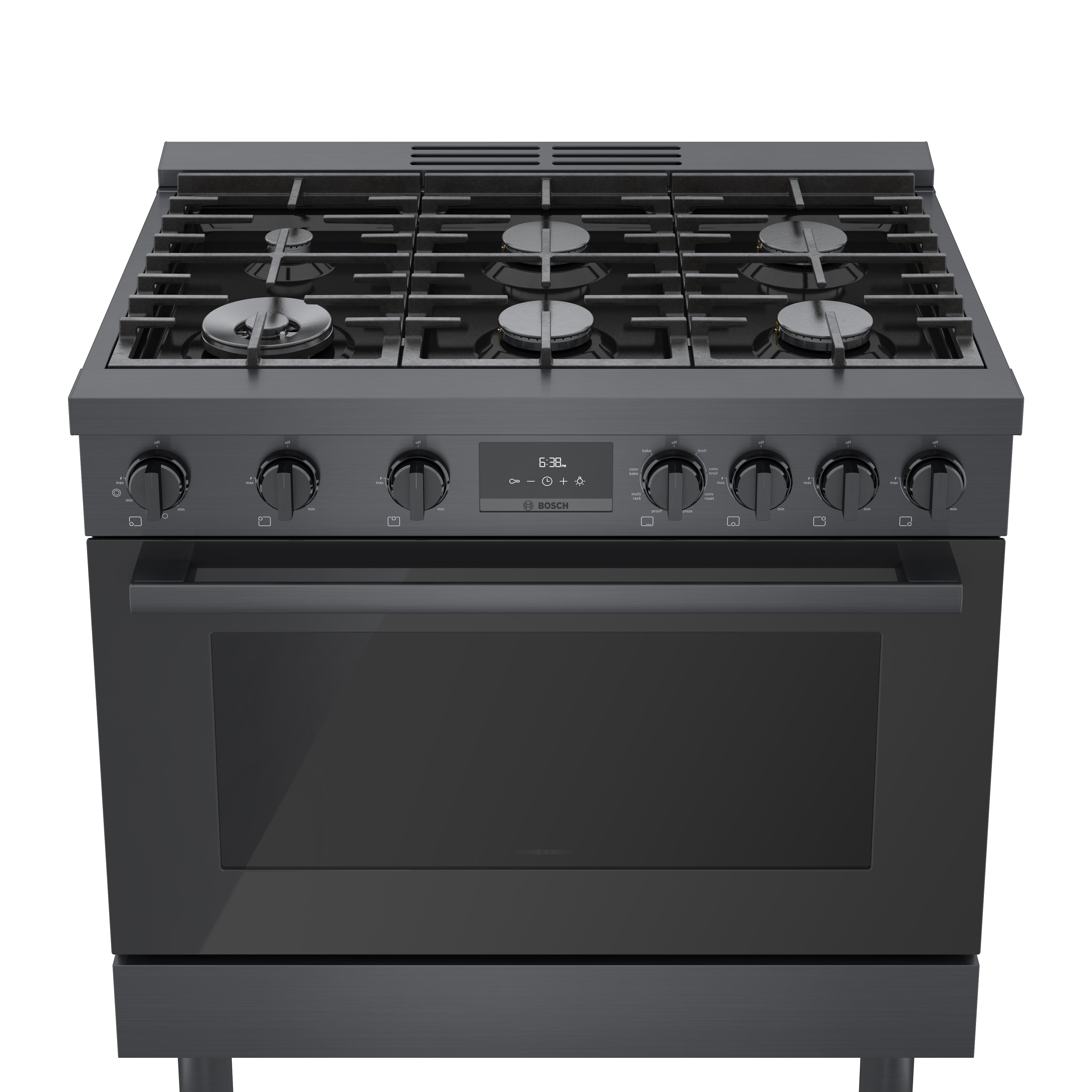 Bosch 800 Series 36 Inch Industrial Style Dual Fuel Free Standing Range With Convection Pro 6 Burners And Meat Probe