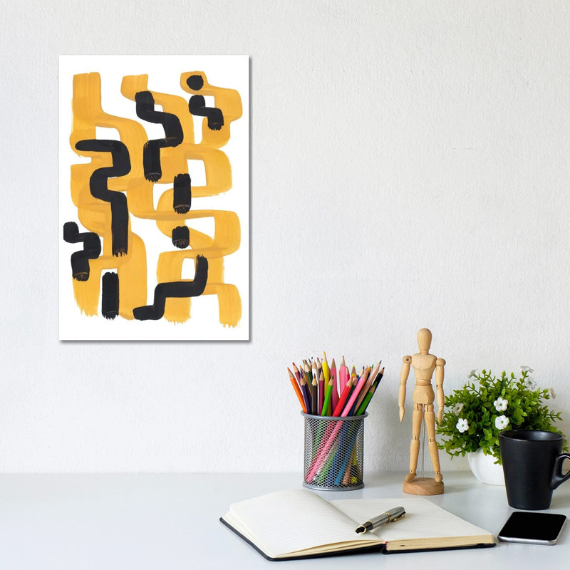 Mustard Wiggle Two by EnShape - Wrapped Canvas Print, 20.32 cm H x 30.48 cm W