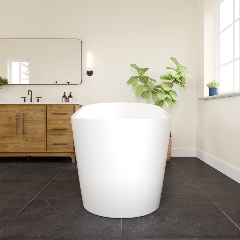 Baignoire autoportante 67 po en acrylique blanc brillant Eviva Luna