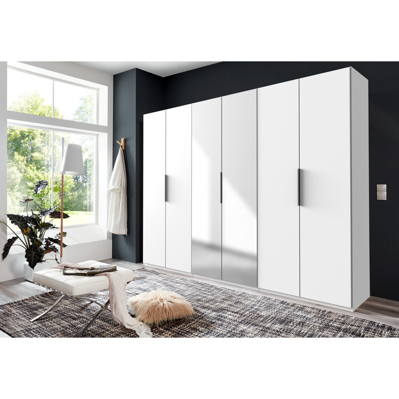 Guardino 6 Door Wardrobe, White, 216cm H x 300cm W x 58cm D