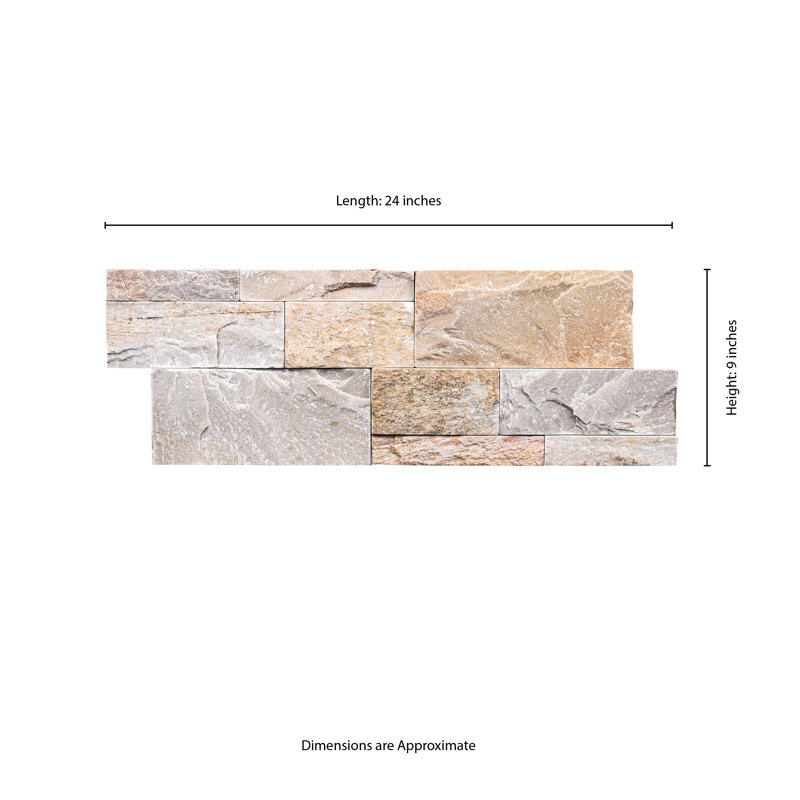 Stonecrest 9 in. x 24 in. Split Face Natural Stone Ledger Panel Wall Tile, Sydney Glow