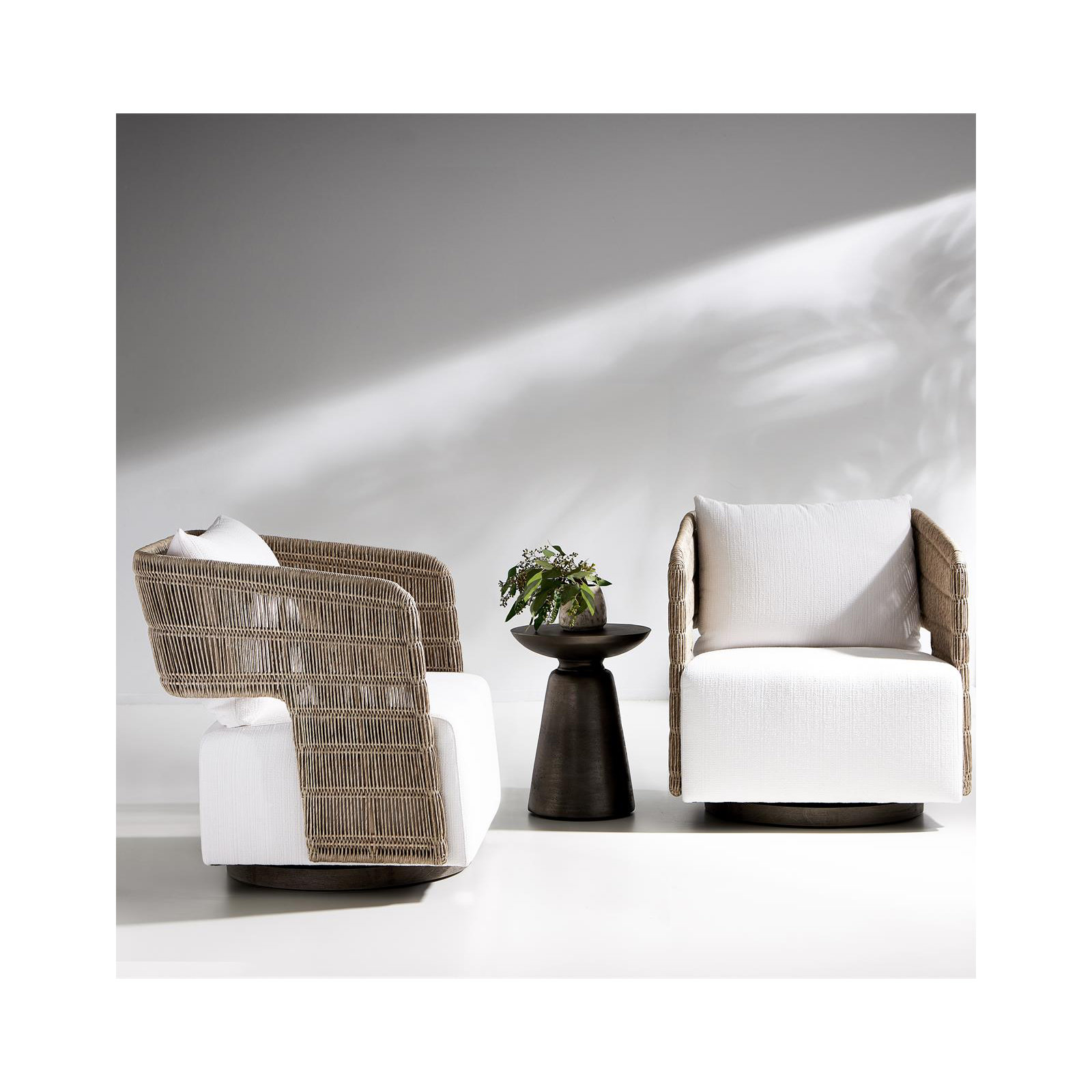Bernhardt Maldives Outdoor Swivel Chair, Gray