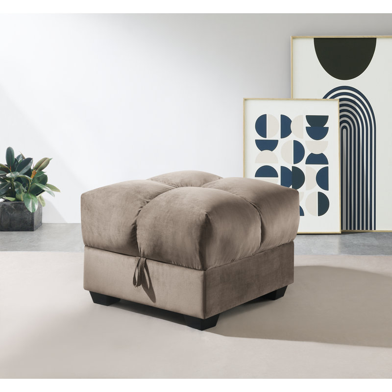 Tusarora 70cm Wide Velvet Square Solid Colour Ottoman with Storage, Brown