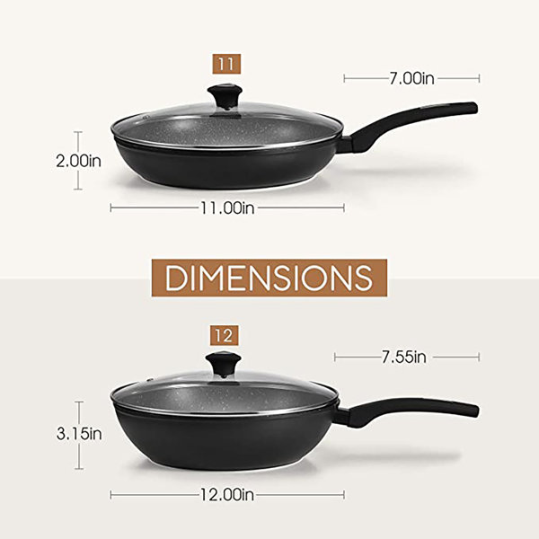 Koch Systeme CS Little Skillet with Lid - 8 inch Copper Nonstick Frying Pan for Oven & Stove, Small Skillet with Ceramic Coating, Aluminum Nonstick