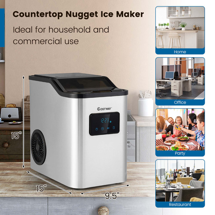 Nugget Ice Maker, with 3.3lb Ice Bin and Scoop for Countertop, Home, Office