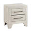 Table de chevet Ava, 2 tiroirs avec poignées de bar argent antique, gris poussiéreux