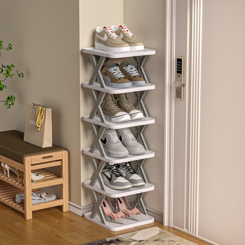 Étagère à chaussures à 6 niveaux pliable en forme de X pour économiser de l'espace, 6