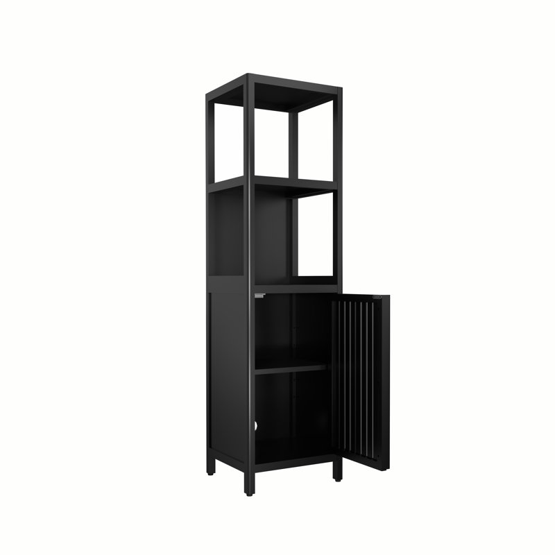 Tall Black Bamboo Linen Tower Storage Cabinet For Bathroom Bedroom Living Room | Gift Idea