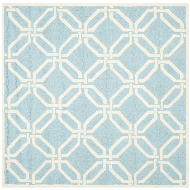 Deedgra Hand Tufted Wool Geometric Rug, Square 6'