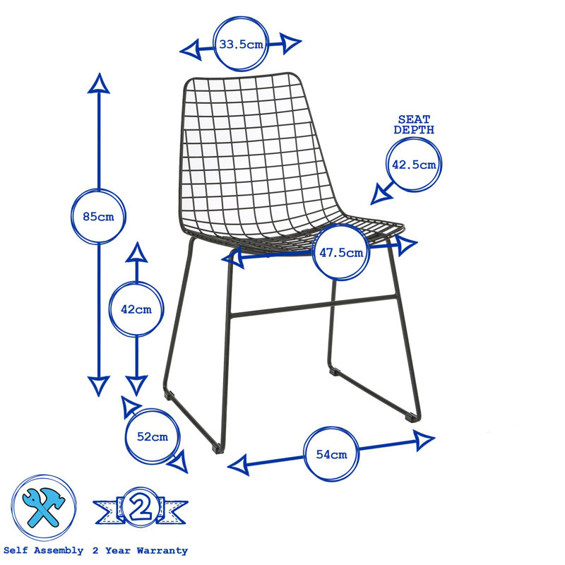 42cm H Cross Back Side Chair