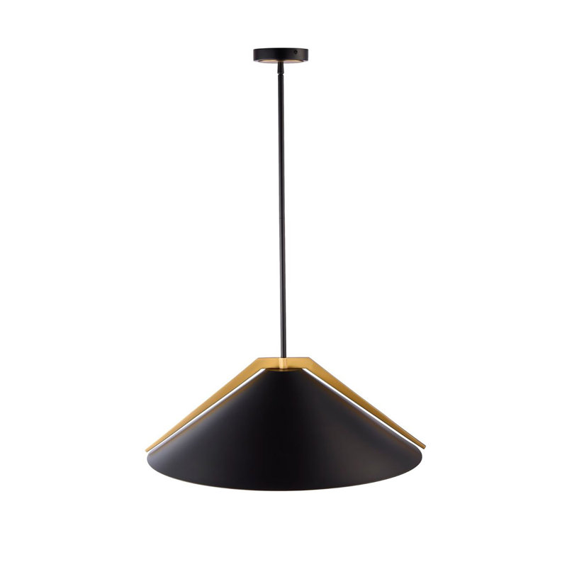 Baltic - Luminaire suspendu - 3 lumières - Noir / Laiton brossé - Abat-jour en fer, Noir, Noir