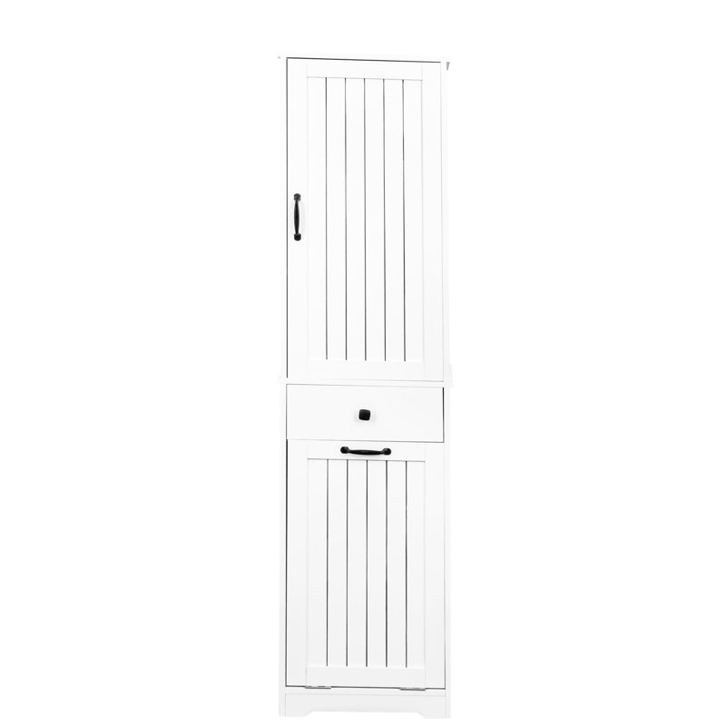 White Laundry Cabinet With Design And Storage Compartment Functional In Compartments
