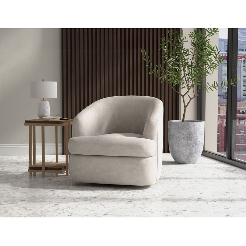 Fauteuil d'appoint pivotant à 360 degrés Cirri, Similicuir neige
