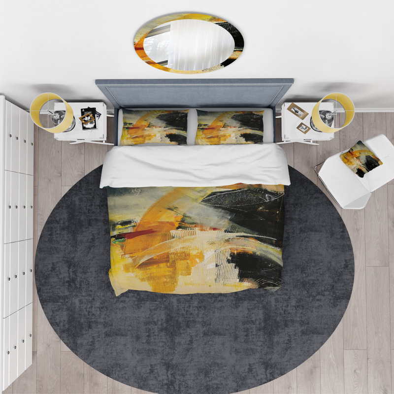 End of the Orange Rainbow II - Modern & Contemporary Duvet Cover Set - Microfiber Polyester, King Duvet Cover + 2 Shams