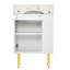 Meuble-lavabo blanc 21,6 po, armoire combinée, meuble de rangement pour salle de bain, lavabo simple en céramique, rangement à gauche-136448010