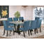 Ensemble de 9 pièces comprenant un magnifique plateau de table moderne en lin blanc et 8 chaises parsons de cuisine kaki foncé avec têtes de clou et dossier courbé, finition jacobine patinée-1733727678