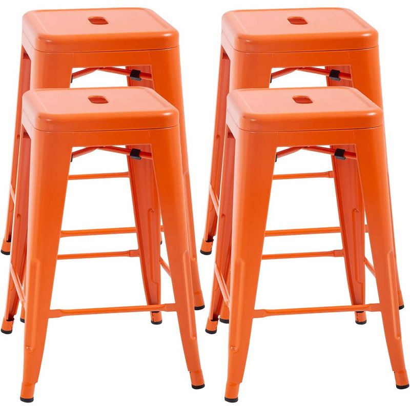 Cricklade Upholstered Counter Stool with Metal Frame, Orange