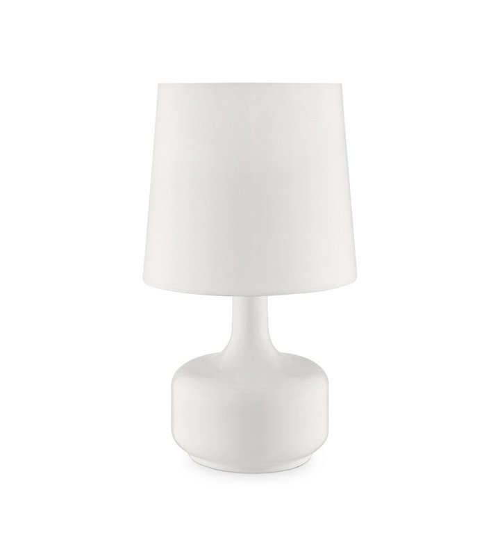 Lampe de table de style Mid-Century avec base en métal et abat-jour cloche (ampoule non incluse), Blanc