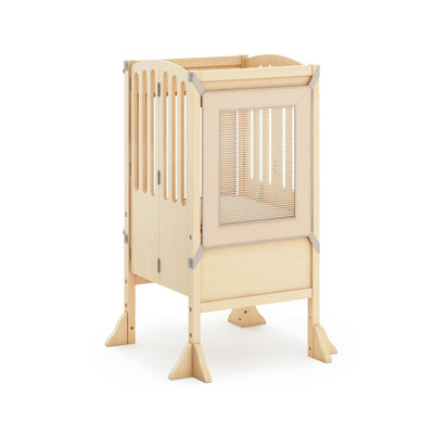 Guidecraft Contemporary Kitchen Helper Foldable Toddler Tower Stool with Anti-tip Feet and Safety Nets