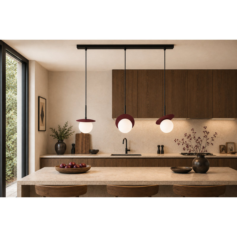 - Light Pendant, 120cm H x 65cm W, Black/Wine