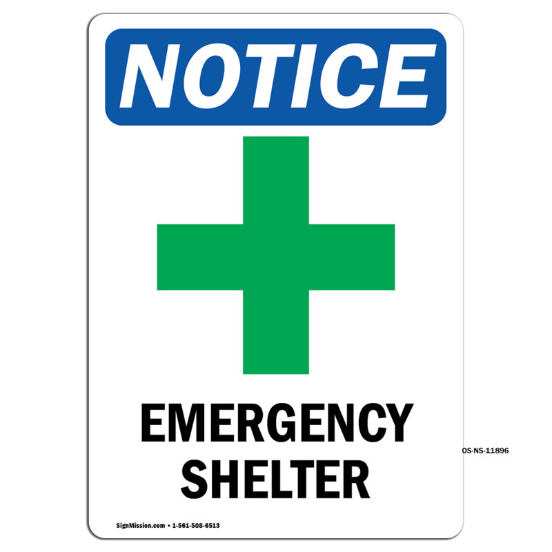 Signe de refuge d'urgence avec symbole
