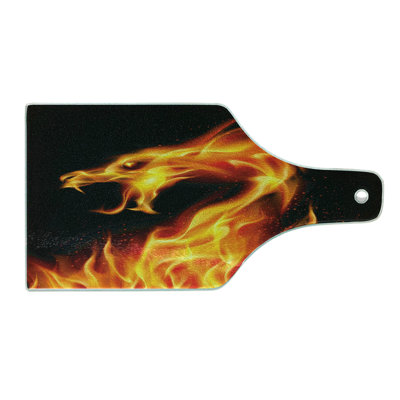 Ambesonne Dragon Tempered Glass Cutting Board Abstract Fiery Creature Orange Black