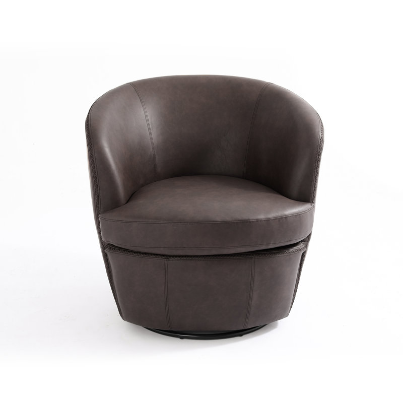 Aunna 81Cm Wide Swivel Barrel Chair, Chocolate