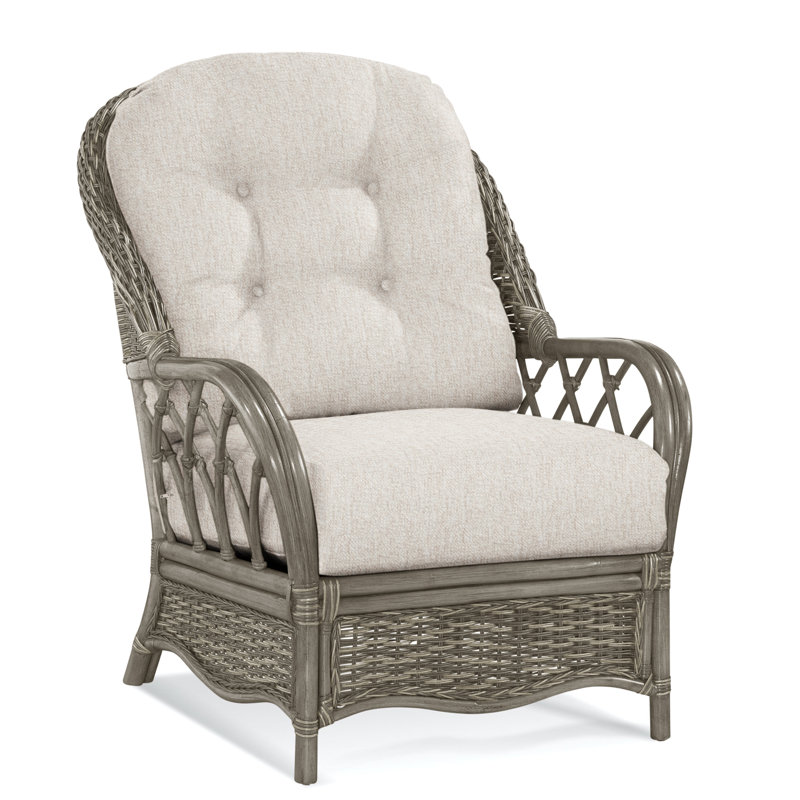 Everglade Rattan Arm Chair, Snow Crypton Performance; 0884-91, Stone Hearth