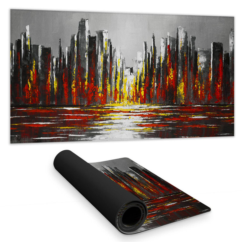 Abstract red skyline - 15.75"x31.50" Desk mat