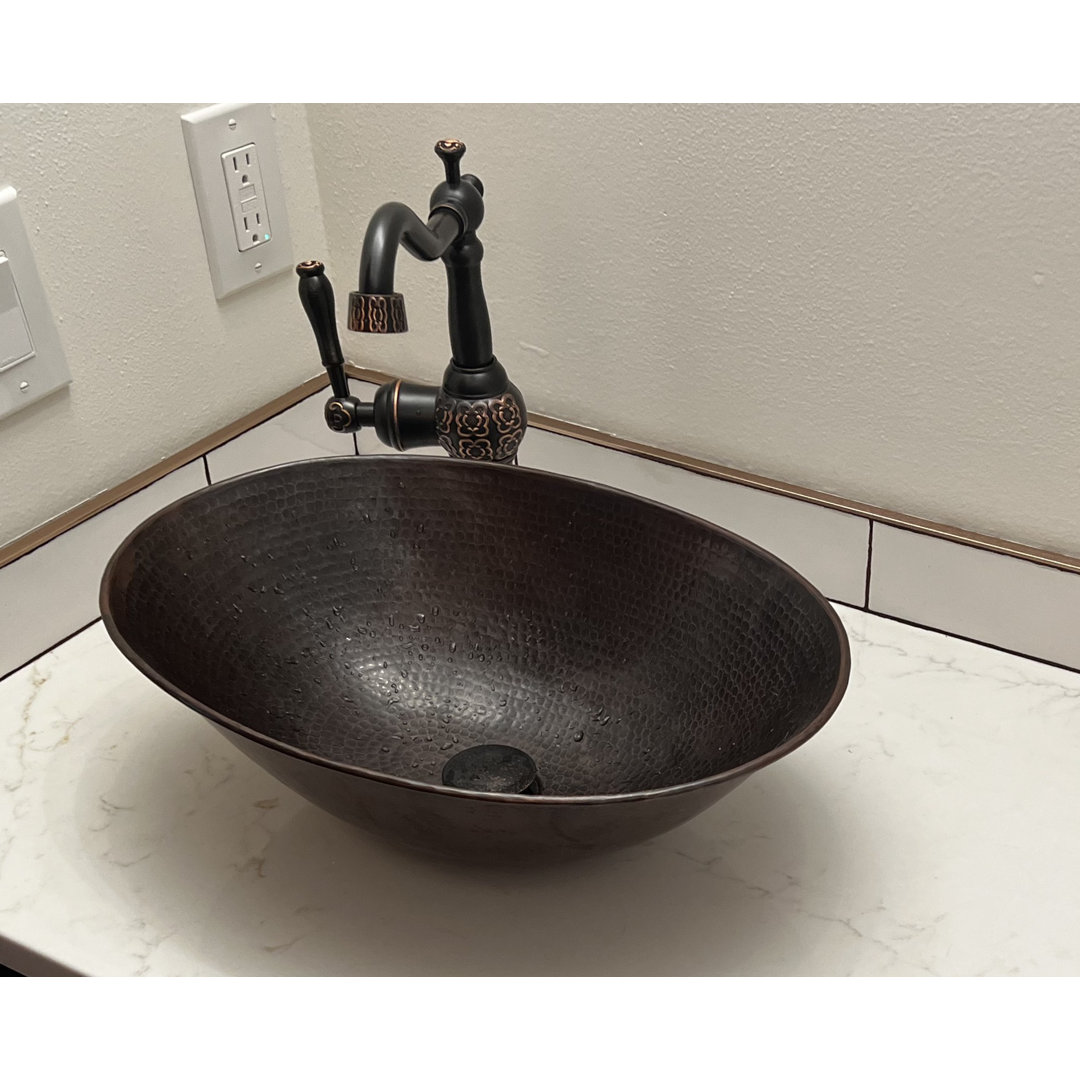 Rustic 17" Oval Copper Vessel Bathroom Sink SimplyCopper