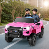 24V Ride On Police Car With 2 Seater, 7AH Battery-Powered Electric Car For Kids, Remote Control, Bluetooth Music, Spring Suspension, LED Lights, 3 Speeds