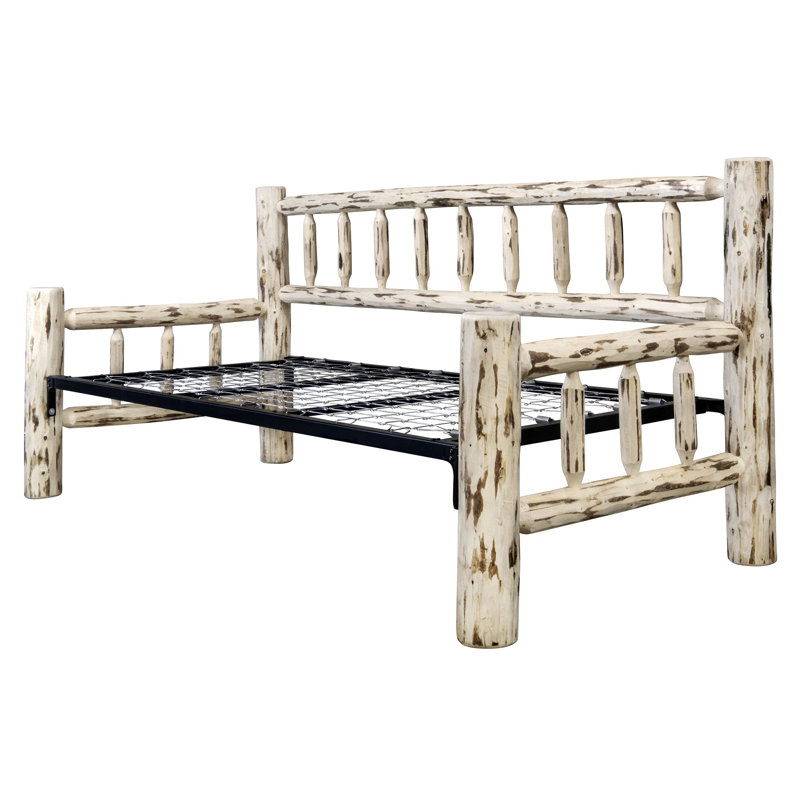 Rustic Pine Twin Daybed with Slat Headboard and King Trundle