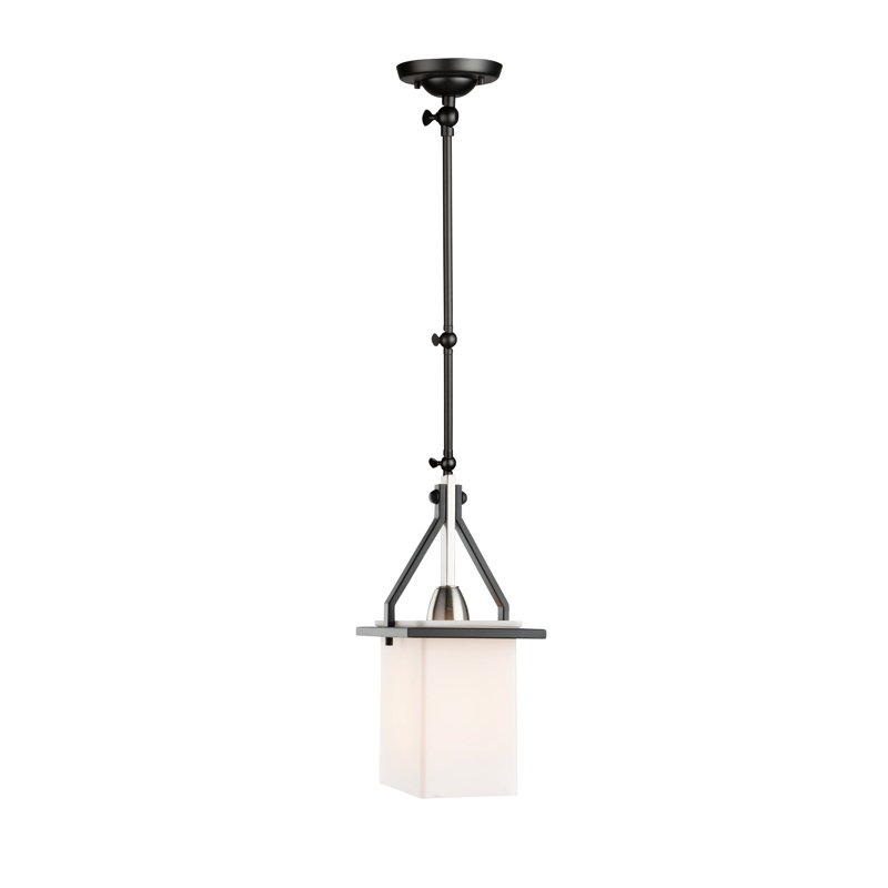 Luminaire suspendu carré / rectangulaire à 1 lumière Arba, Noir / Nickel brossé
