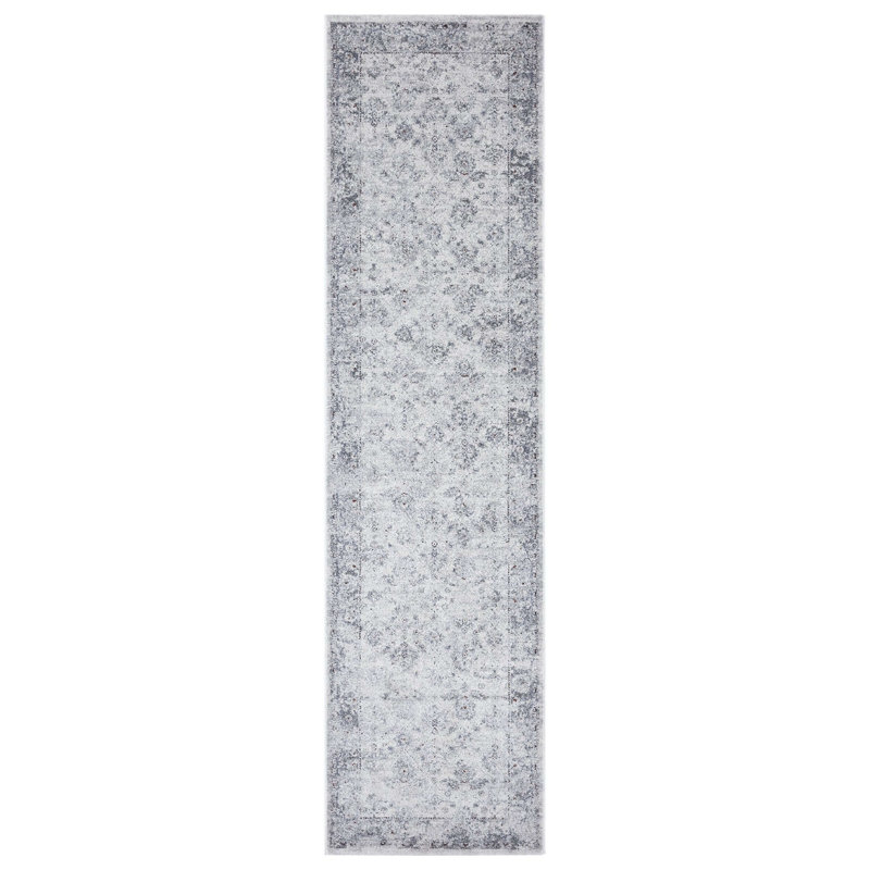 Tapis floral en polypropylène tissé à la machine Brittainey, Tapis de couloir 2 pi 8 po x 13 pi 2 po