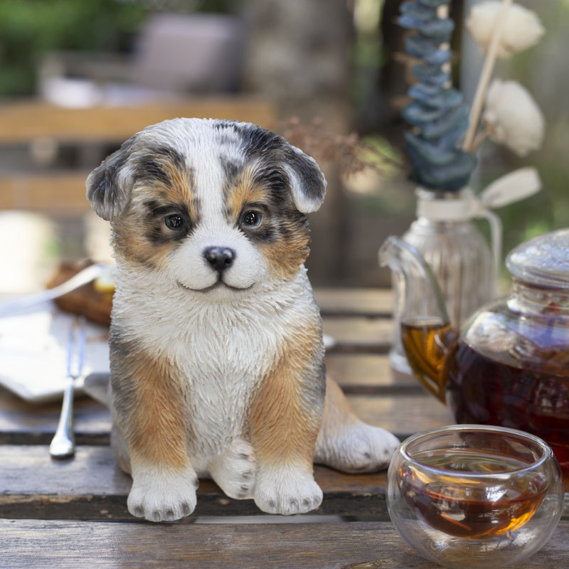 Australian shepherd | Handpainted Decorative Puppy Statue for Home & Garden Decor | Premium Polyresin Dog Statue | Gift for Dog Lovers | Weather-Resistant Indoor/Outdoor Decor